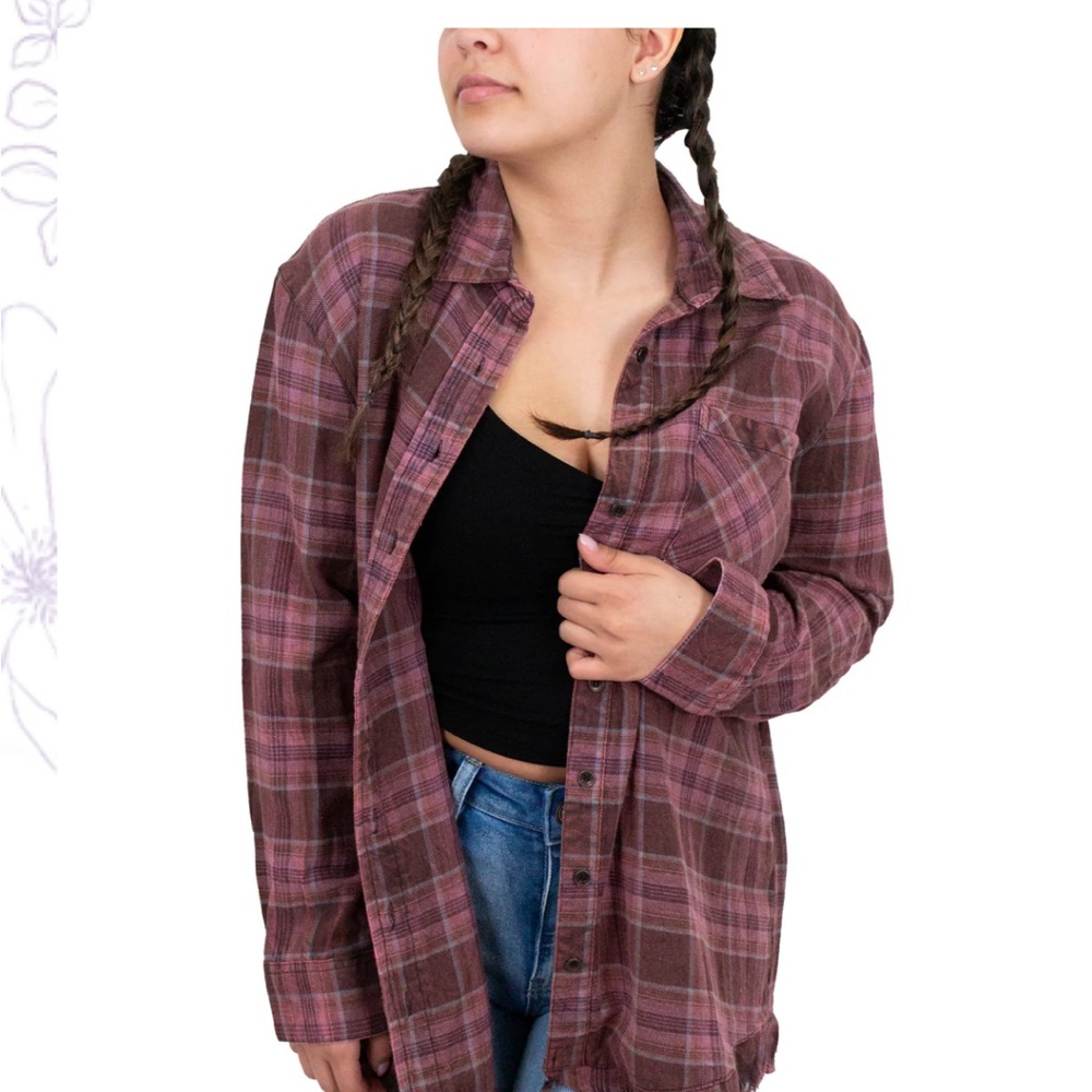 NWTS 100% cotton Francesca’s Angie plaid button down shirt